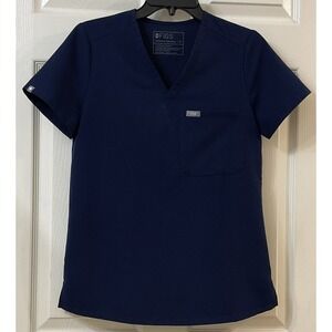 FIGS Catarina Tech Collection One Pocket Scrub Top Wmns XS Navy Blue FW1000 EUC